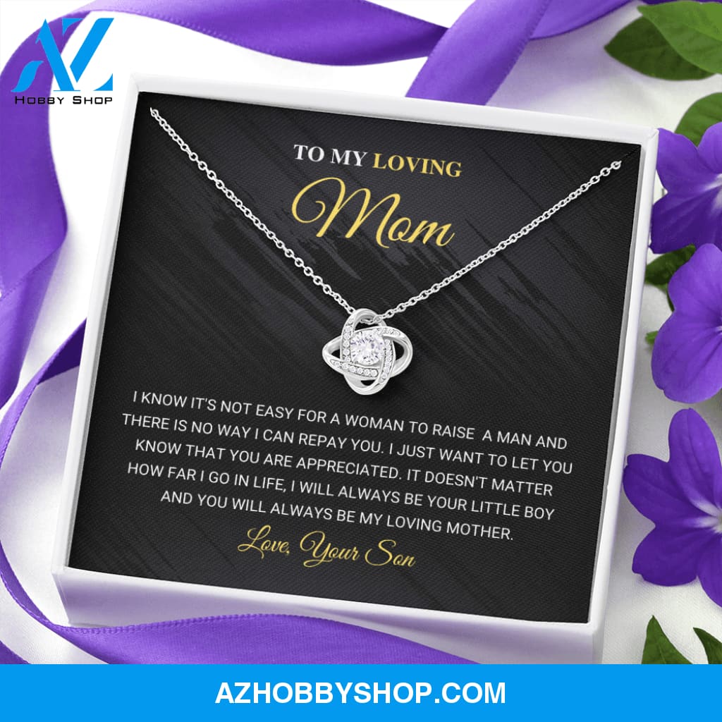 Mom - Love Knot Necklace Gift From Son - Silver