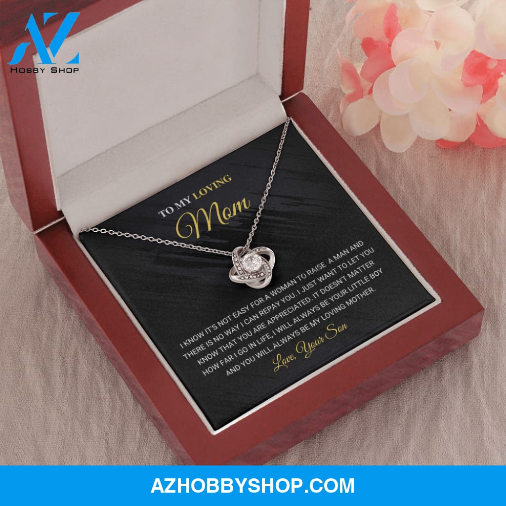 Mom - Love Knot Necklace Gift From Son - Silver