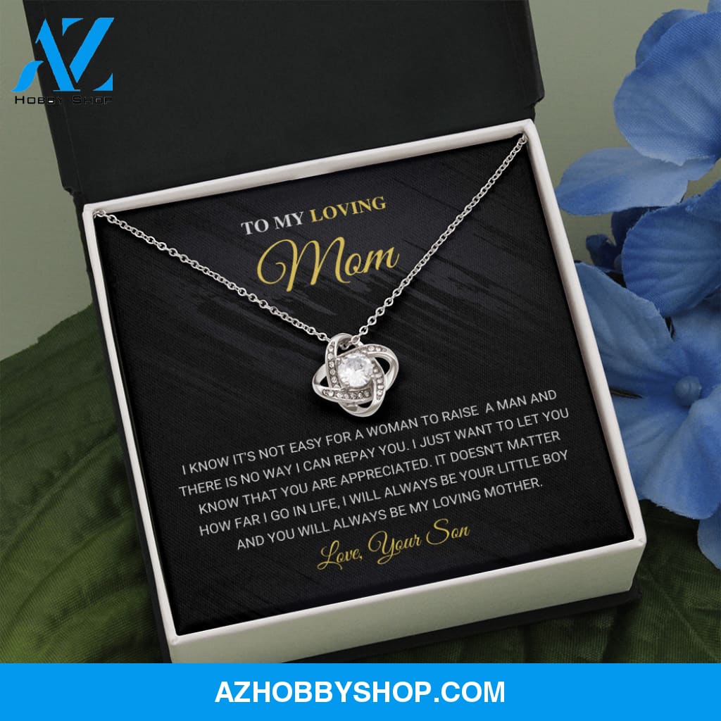 Mom - Love Knot Necklace Gift From Son - Silver
