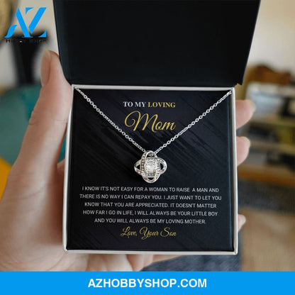 Mom - Love Knot Necklace Gift From Son - Silver