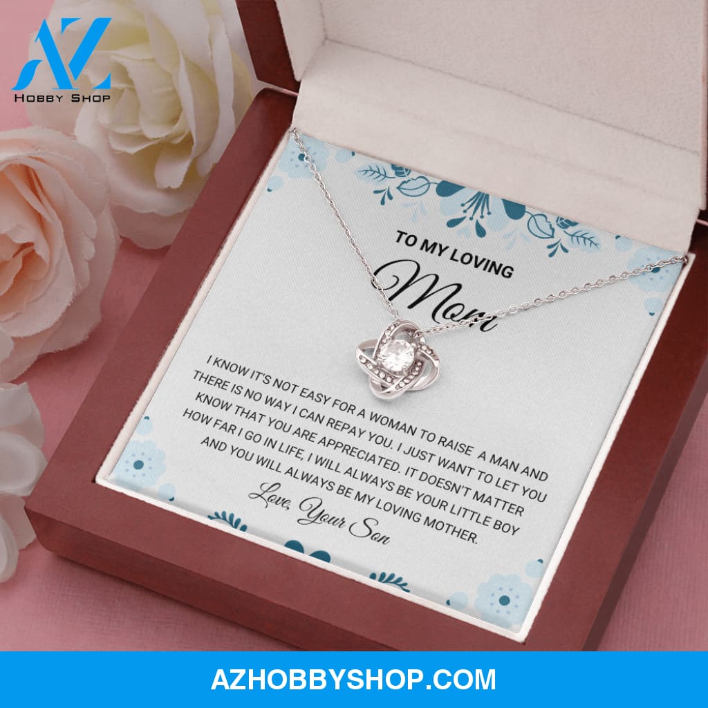 Mom - Love Knot Silver Necklace Gift - From Son