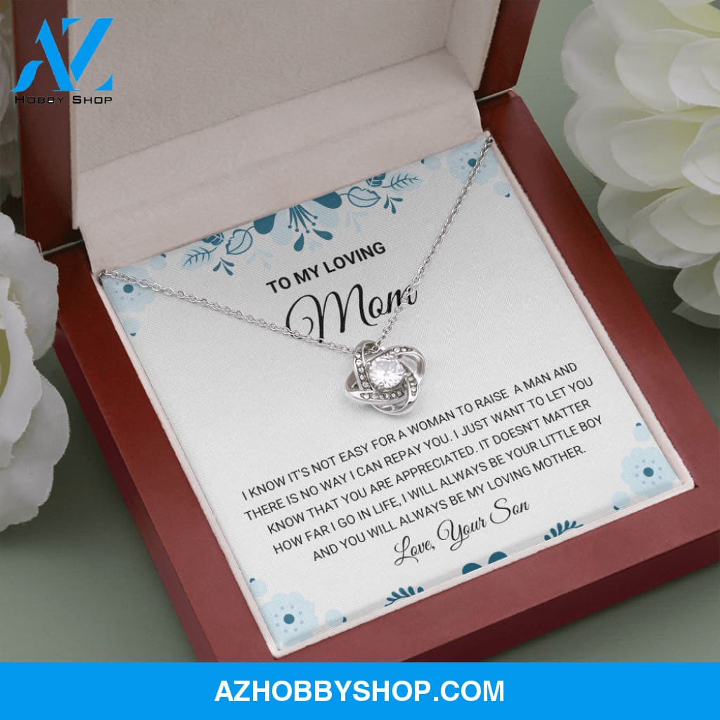 Mom - Love Knot Silver Necklace Gift - From Son
