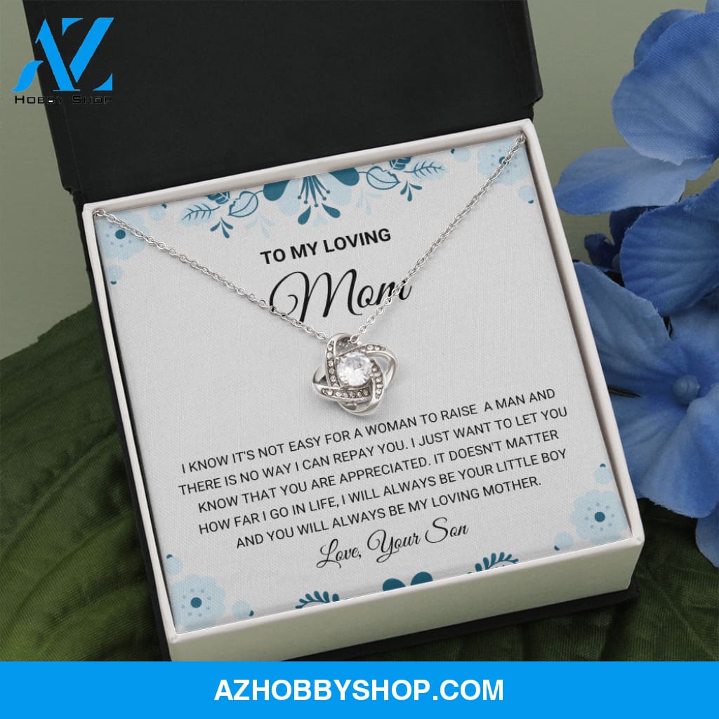 Mom - Love Knot Silver Necklace Gift - From Son