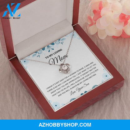 Mom - Love Knot Silver Necklace Gift - From Son