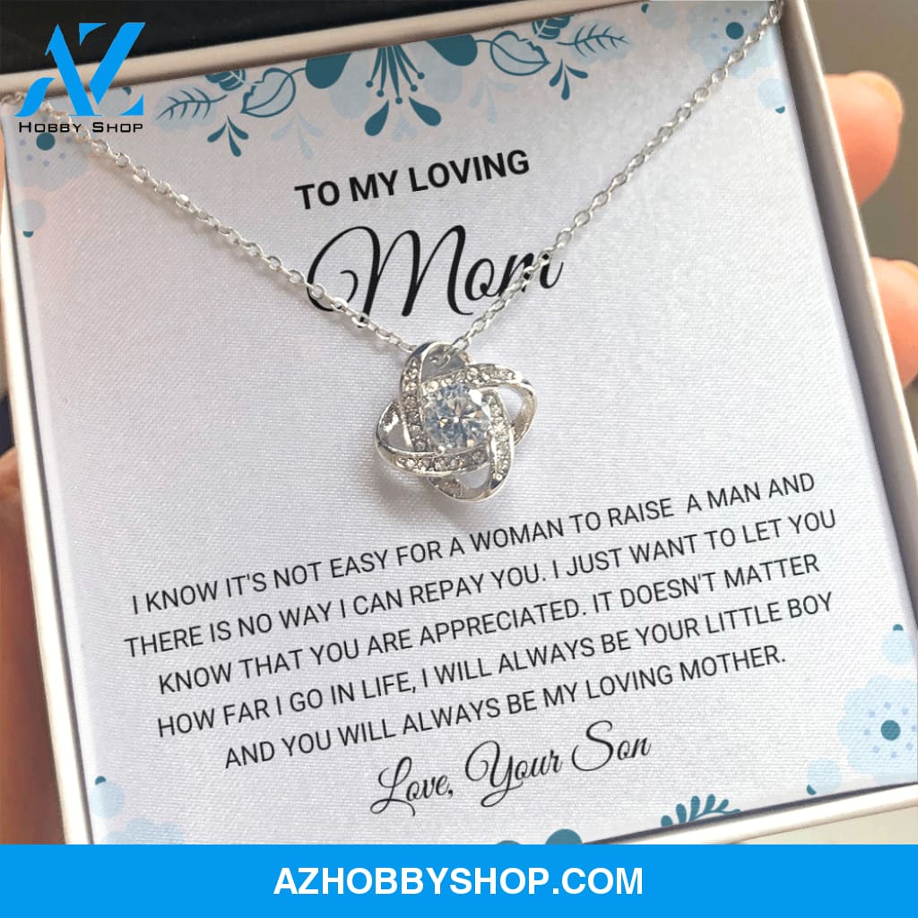 Mom - Love Knot Silver Necklace Gift - From Son