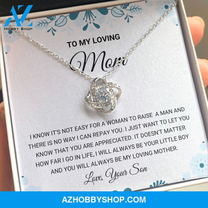 Mom - Love Knot Silver Necklace Gift - From Son