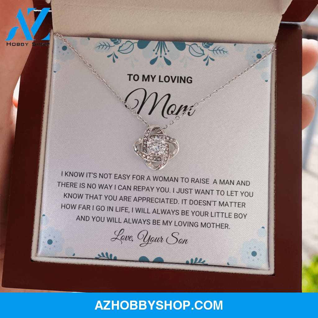 Mom - Love Knot Silver Necklace Gift - From Son