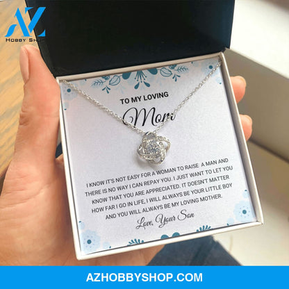 Mom - Love Knot Silver Necklace Gift - From Son