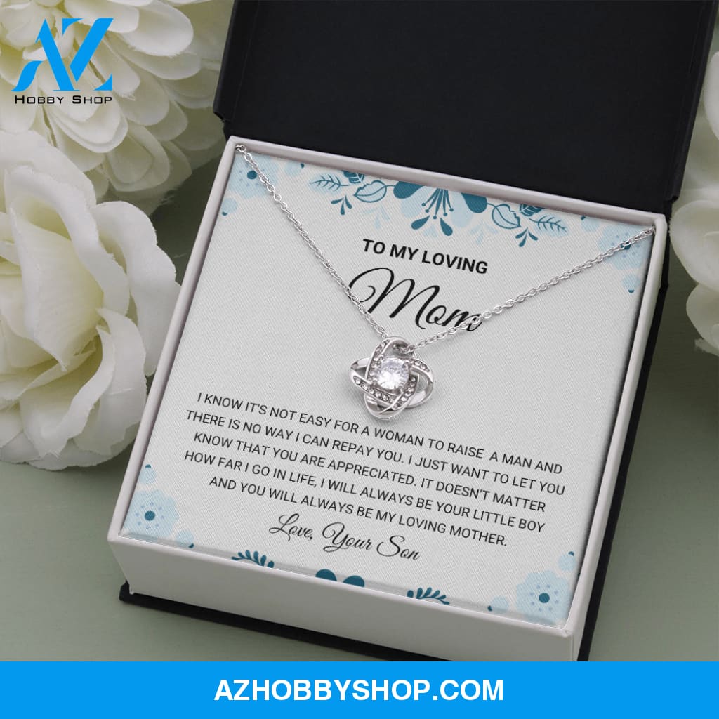 Mom - Love Knot Silver Necklace Gift - From Son
