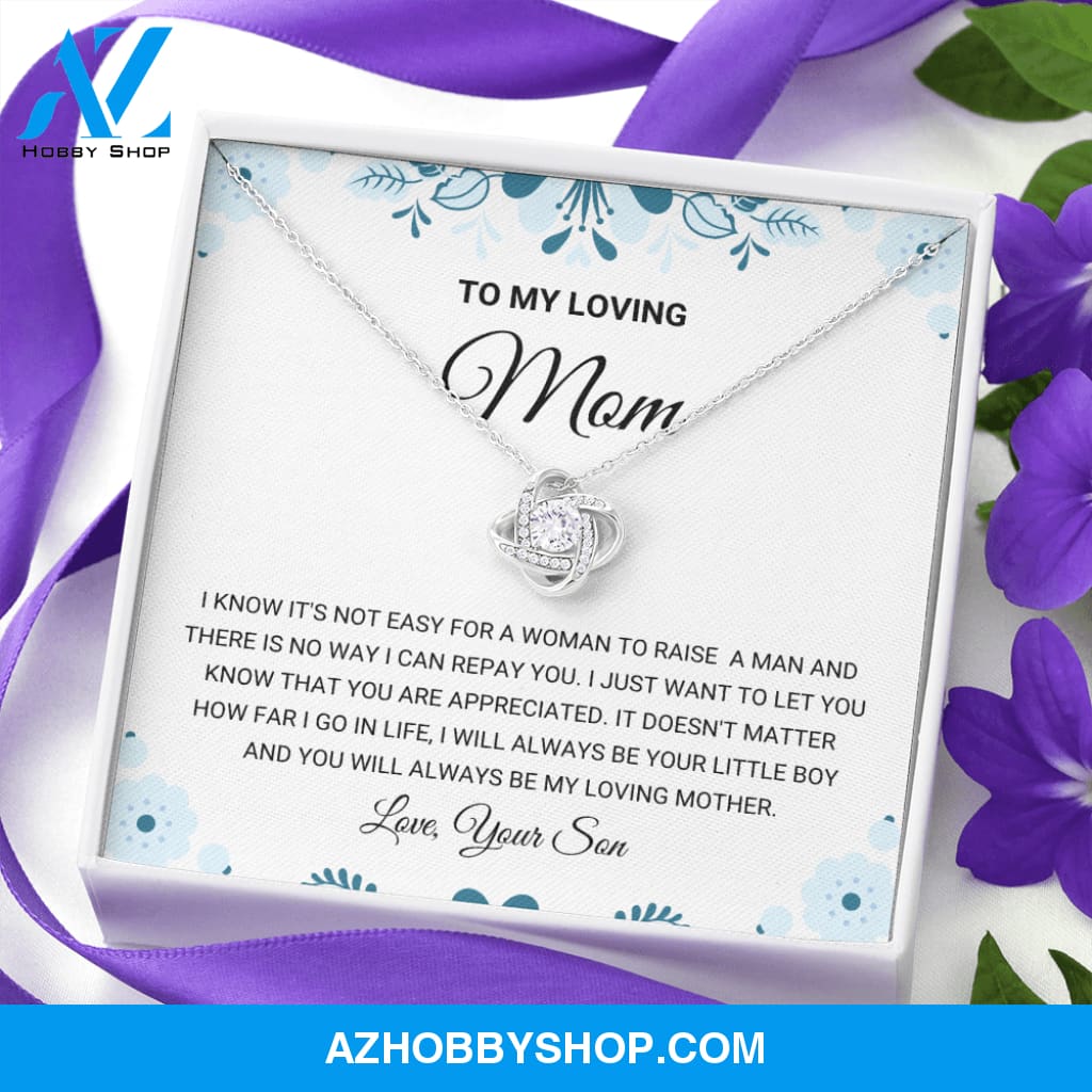 Mom - Love Knot Silver Necklace Gift - From Son