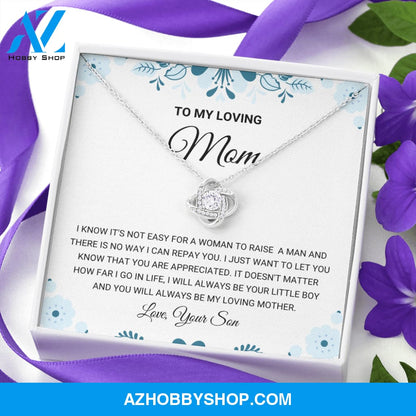 Mom - Love Knot Silver Necklace Gift - From Son