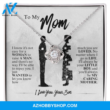 Mom - My Caring Mother - Love Knot Necklace