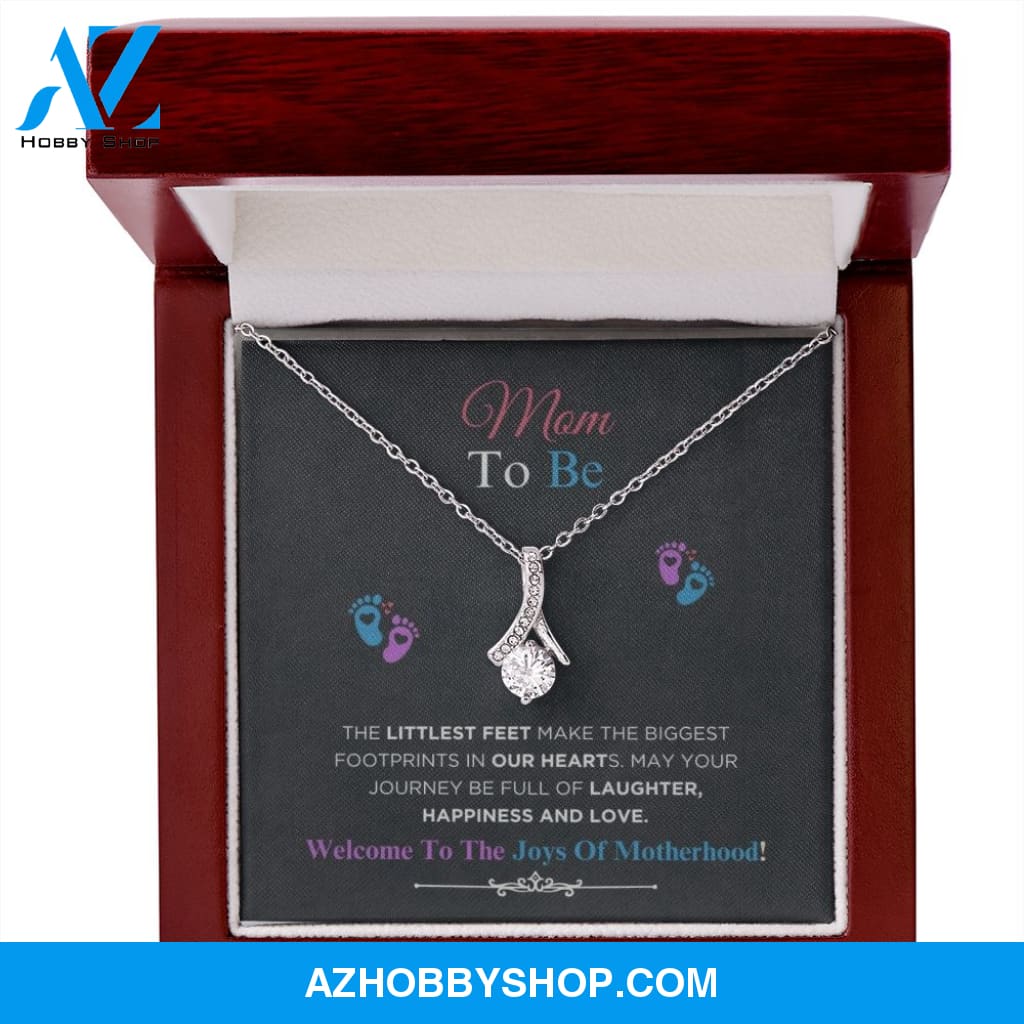 Mom To Be - Littlest Feet - Alluring Beauty Silver Necklace