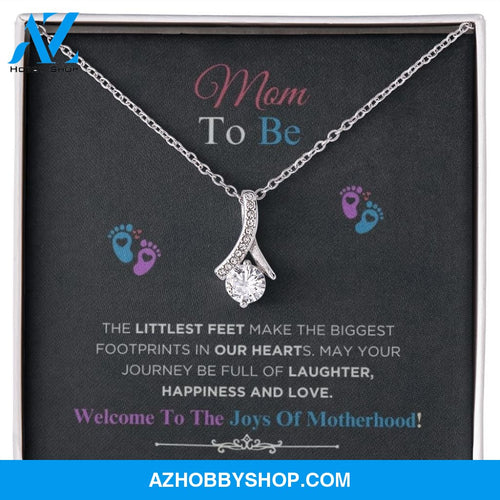 Mom To Be - Littlest Feet - Alluring Beauty Silver Necklace