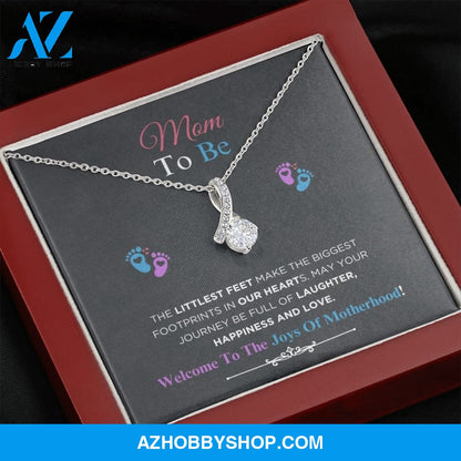 Mom To Be - Littlest Feet - Alluring Beauty Silver Necklace