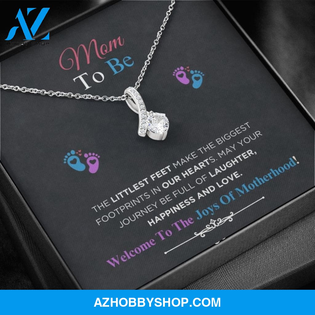 Mom To Be - Littlest Feet - Alluring Beauty Silver Necklace