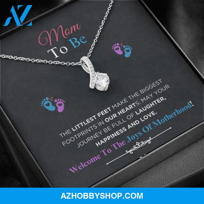 Mom To Be - Littlest Feet - Alluring Beauty Silver Necklace
