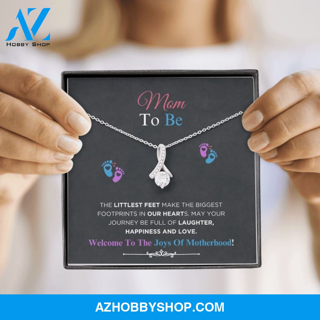 Mom To Be - Littlest Feet - Alluring Beauty Silver Necklace