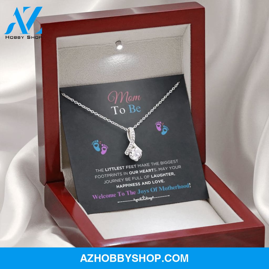 Mom To Be - Littlest Feet - Alluring Beauty Silver Necklace