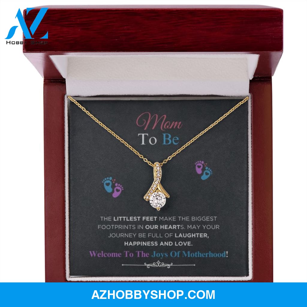 Mom To Be - Littlest Feet - Alluring Beauty Silver Necklace