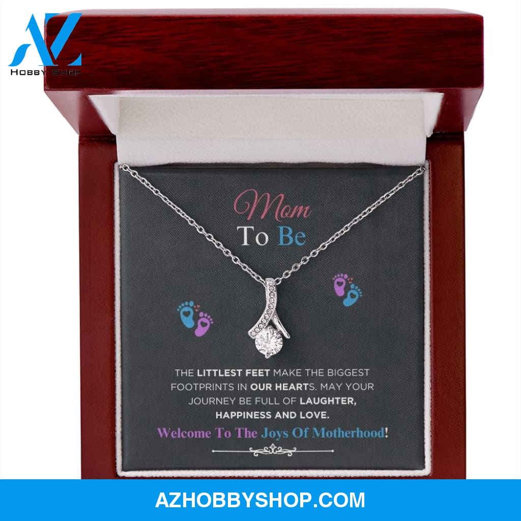 Mom To Be - Littlest Feet - Alluring Beauty Silver Necklace