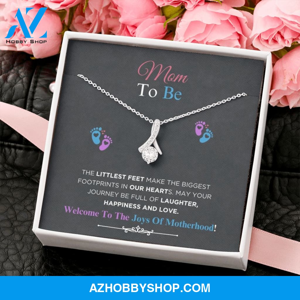 Mom To Be - Littlest Feet - Alluring Beauty Silver Necklace