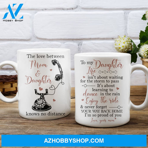 Mom to daughter, Antique telephone, Mother daughter gift, Never forget your way back home - Family White Mug