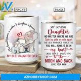 Mom to daughter, Elephant painting, I love you to the moon and back - Family AOP Mug