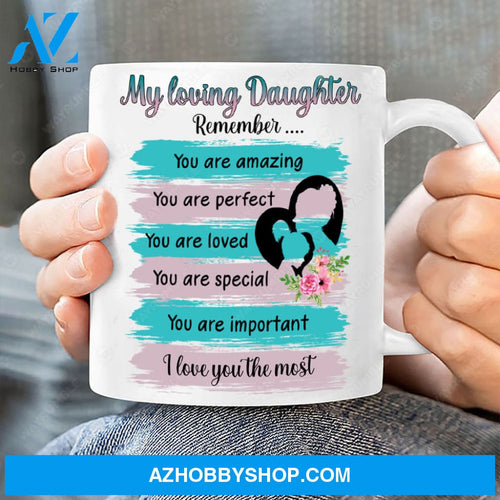 Mom to daughter, Family silhouette, I love you the most - Family White Mug
