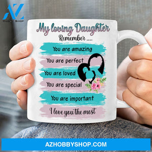 Mom to daughter, Family silhouette, I love you the most - Family White Mug