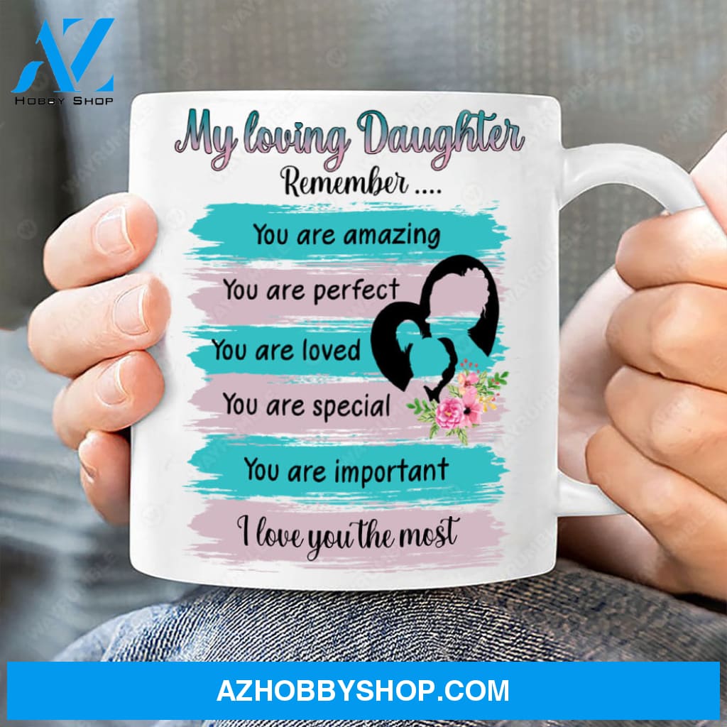 Mom to daughter, Family silhouette, I love you the most - Family White Mug