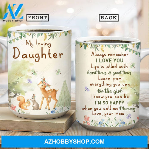 Mom to daughter, Forest painting, Cute deer, Always remember I love you - Family AOP Mug