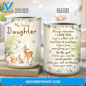 Mom to daughter, Forest painting, Cute deer, Always remember I love you - Family AOP Mug