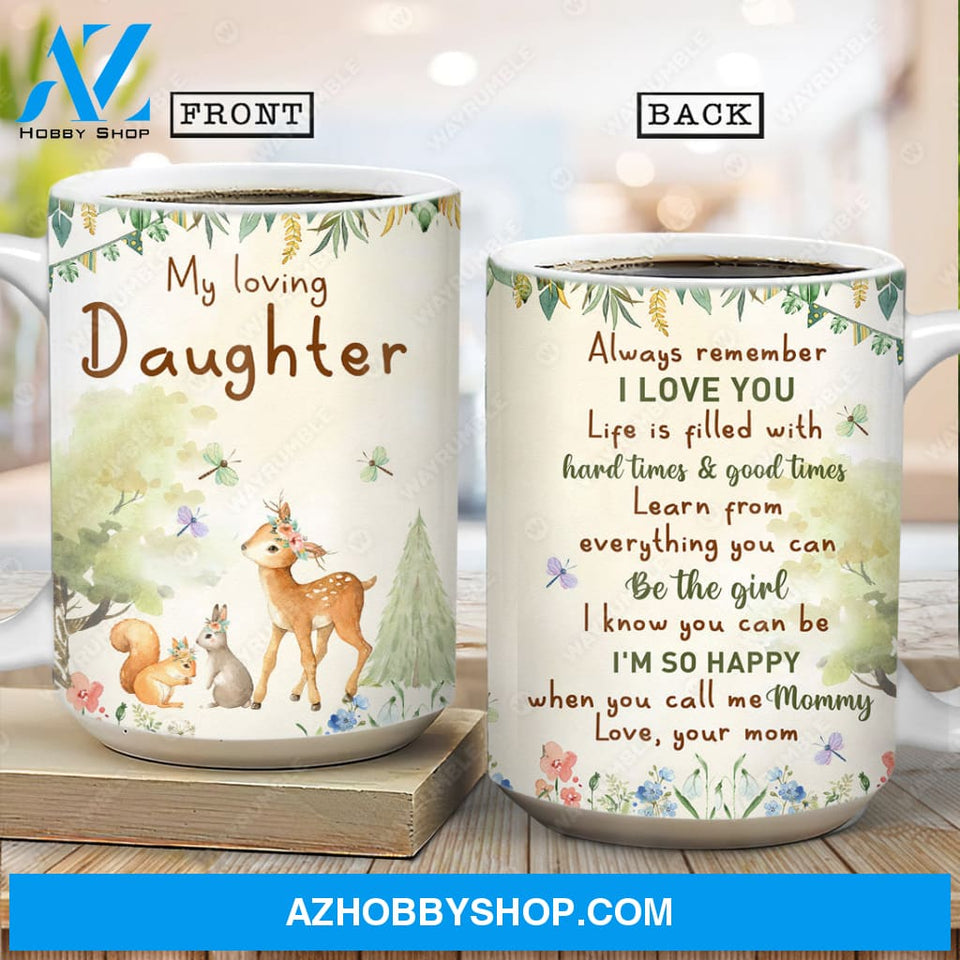 Mom to daughter, Forest painting, Cute deer, Always remember I love you - Family AOP Mug