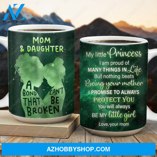 Mom to daughter, Green background, The galaxy, You will always be my little girl - Family AOP Mug