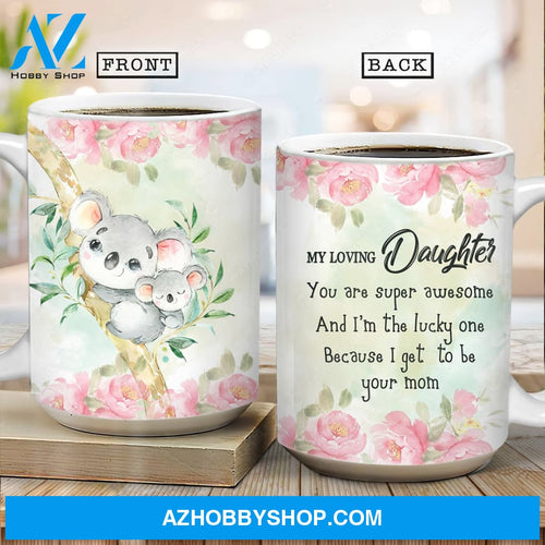 Mom to daughter, Koala cartoon, Rose garden, You are super awesome - Family AOP Mug