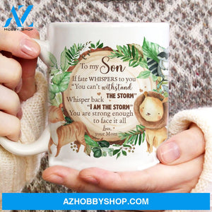 Mom to son, Cute animal, Green garden, You are strong enough to face it all - Family White Mug