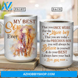 Mom to son, Elephant painting, I always have your back - Family White Mug