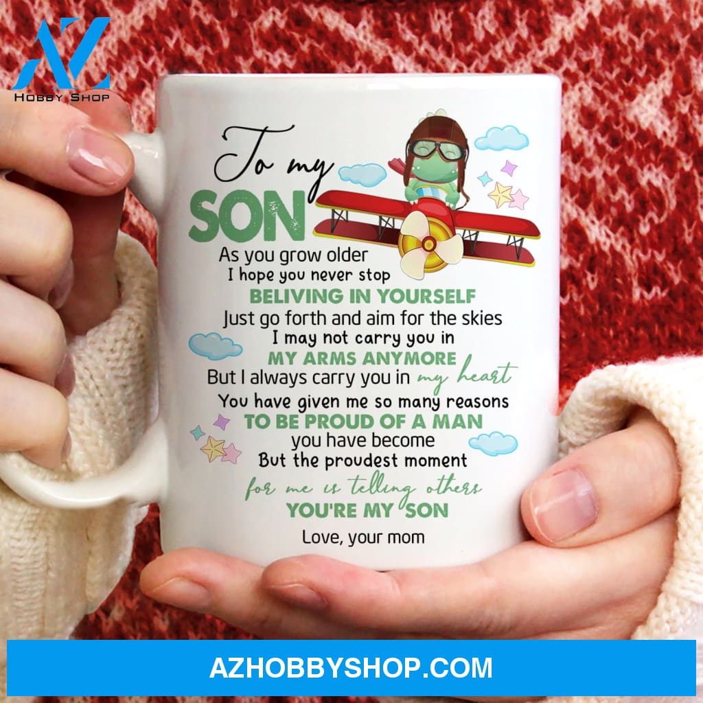 Mom to son, Little dinosaur, I always carry you in my heart - Family White Mug