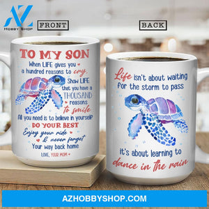 Mom to son, Purple turtle, Gift for son, Never forget your way back home - Family White Mug
