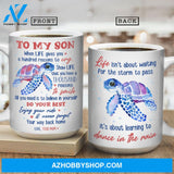 Mom to son, Purple turtle, Gift for son, Never forget your way back home - Family White Mug