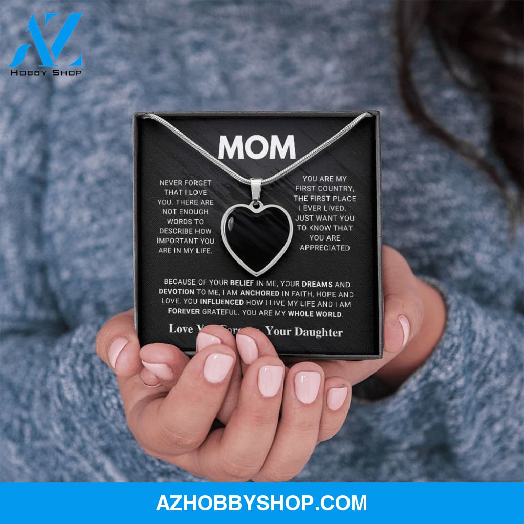 Mom - Whole World - Photo Heart Pendant Necklace Gift