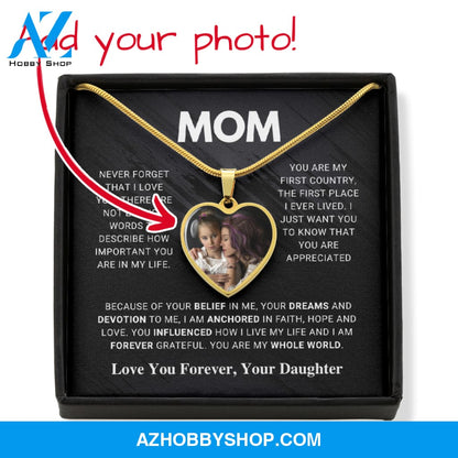 Mom - Whole World - Photo Heart Pendant Necklace Gift