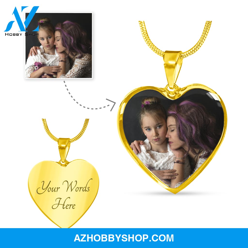 Mom - Whole World - Photo Heart Pendant Necklace Gift
