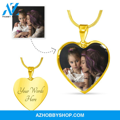 Mom - Whole World - Photo Heart Pendant Necklace Gift