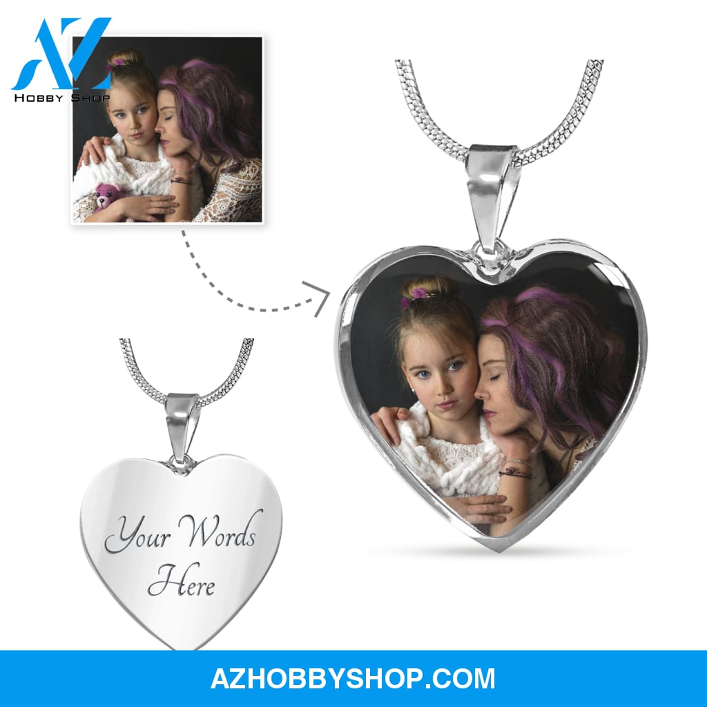Mom - Whole World - Photo Heart Pendant Necklace Gift
