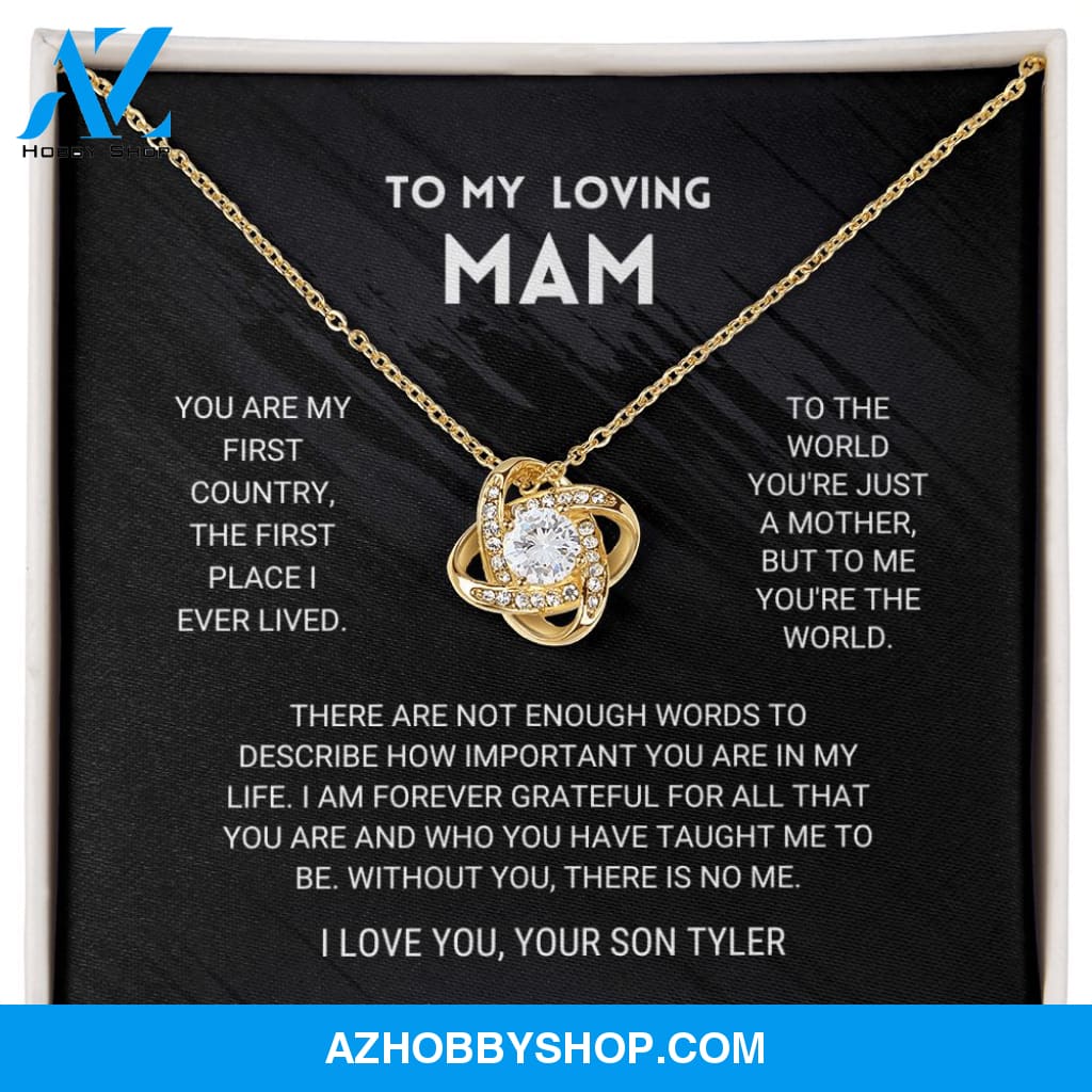 Mom - You're The World - Love Knot Necklace From Son customized