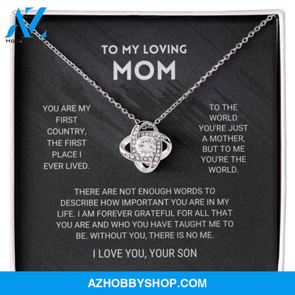 Mom - You're The World - White Gold Love Knot Necklace From Son