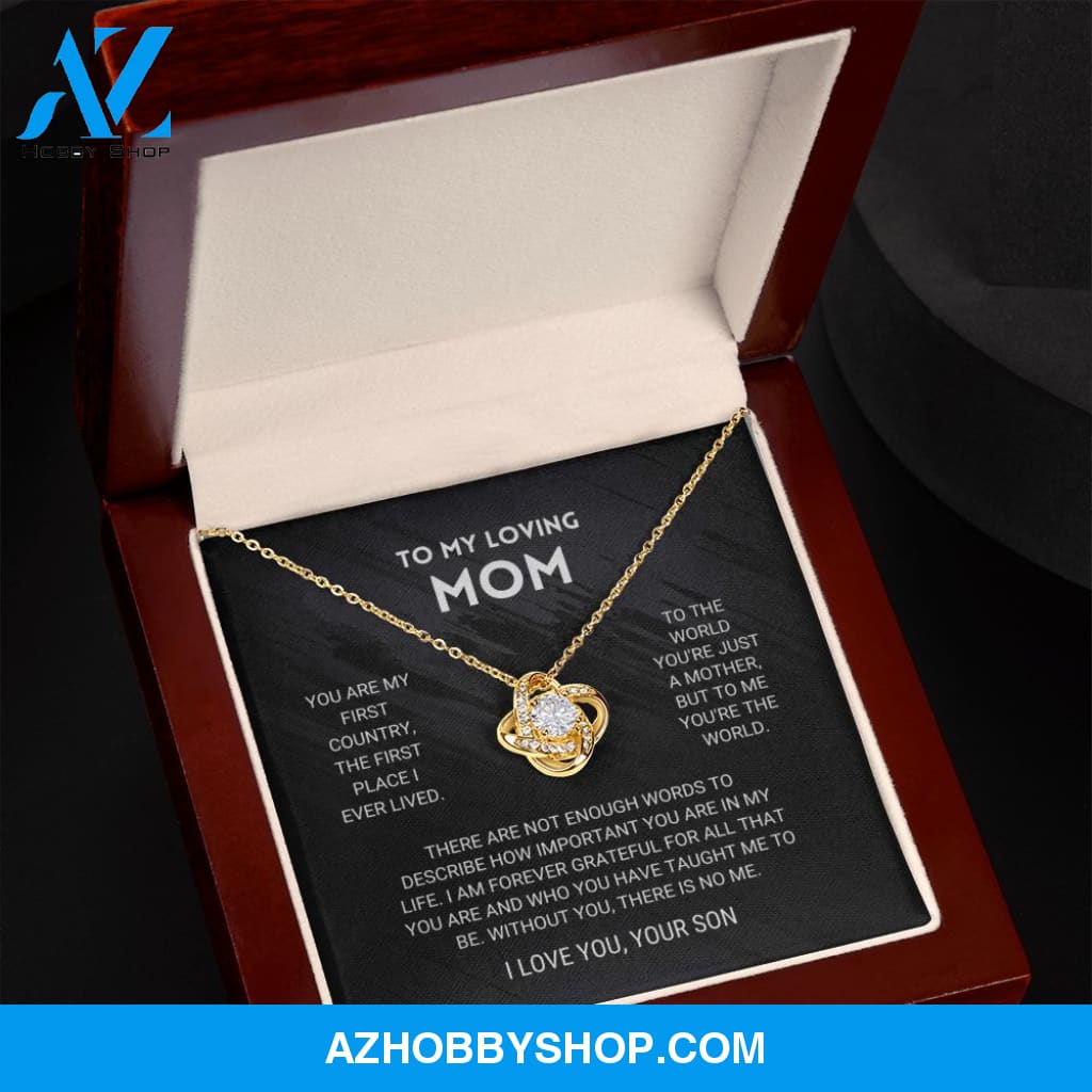 Mom - You're The World - White Gold Love Knot Necklace From Son