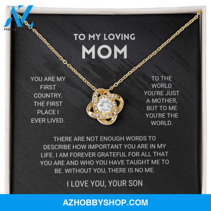 Mom - You're The World - White Gold Love Knot Necklace From Son
